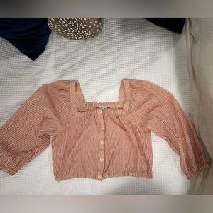 Madewell Orange and White Crop Top L